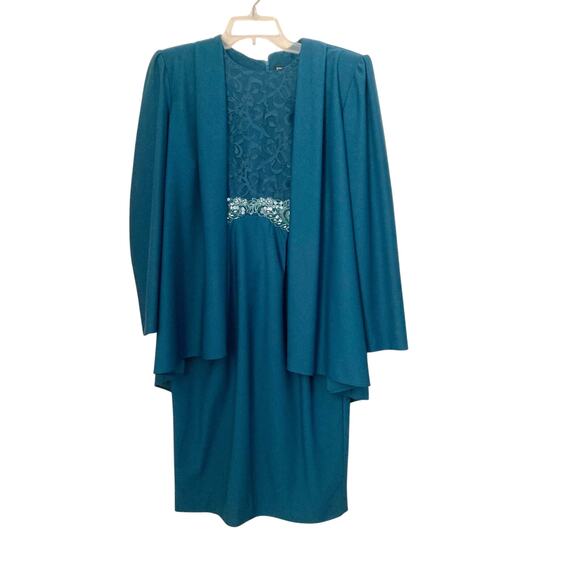 VTG Leni Leni Women's Dress Size 6MP Forest Green Chiffon Mother Of The Bride - Picture 1 of 7